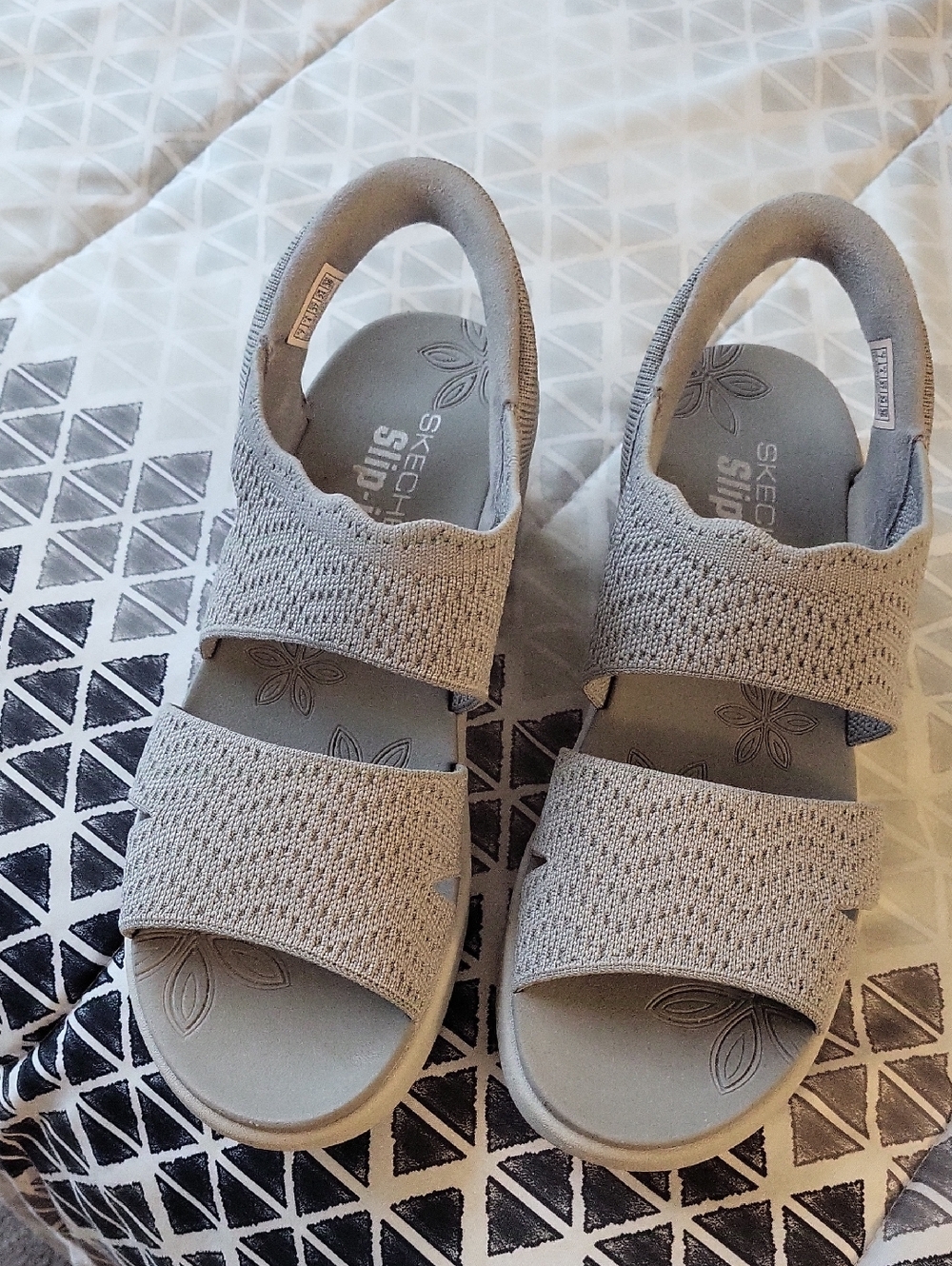 Skechers Women's Gray Knit Slingback Sandals